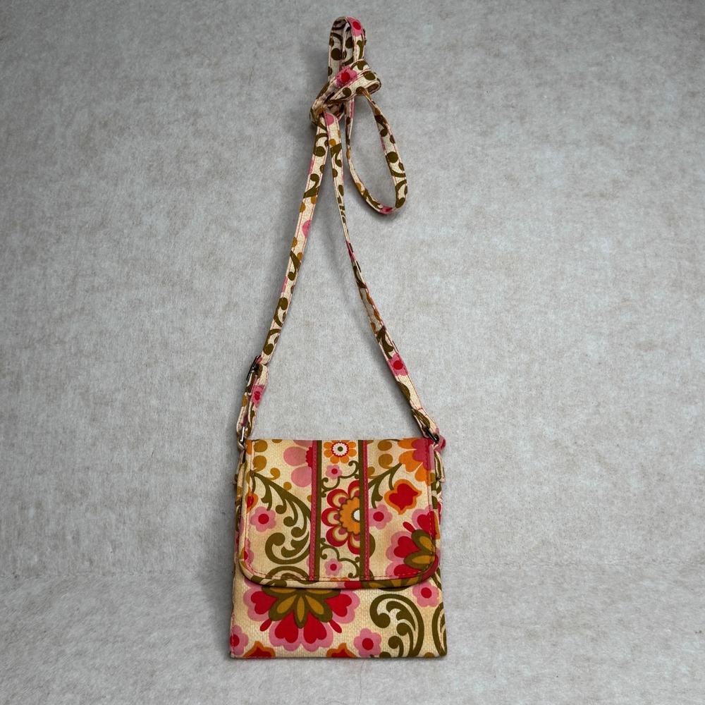 Vera Bradley Floral Crossbody Tri-fold‎ Wallet Bag Hipster Purse Retro Cotton